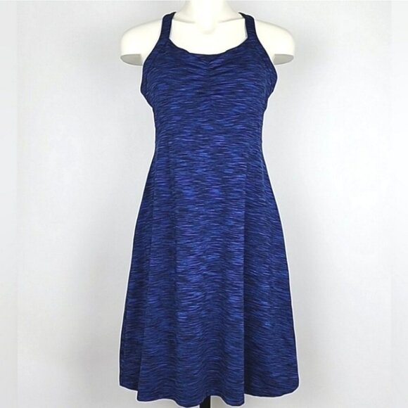 Mondetta Dress Heathered Blue Black Sleeveless Rackerback Built-In Bra Size M - Picture 1 of 11